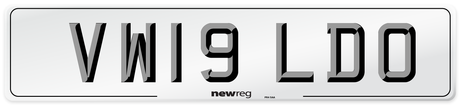 VW19 LDO Number Plate from New Reg
